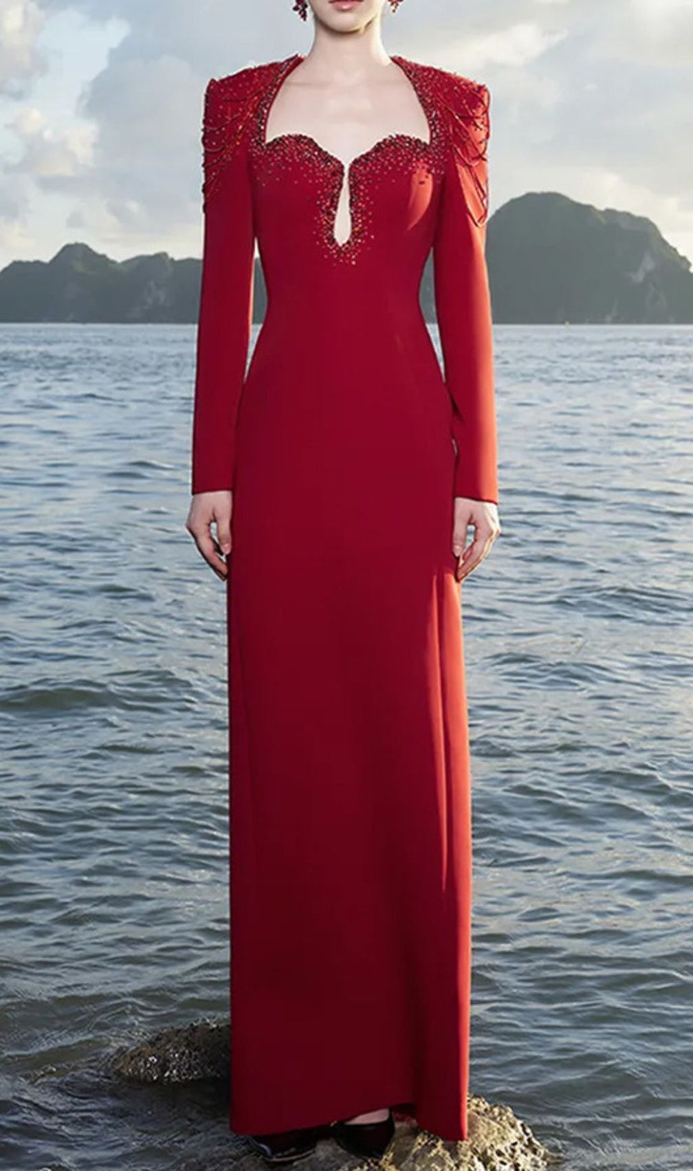 Fyra Diamante Long Sleeve Maxi Dress