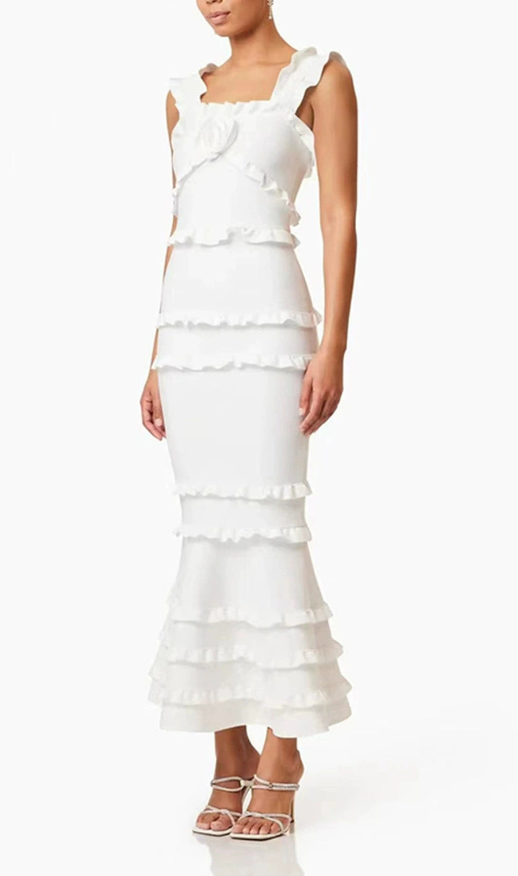 Duana White Flower Midi Dress