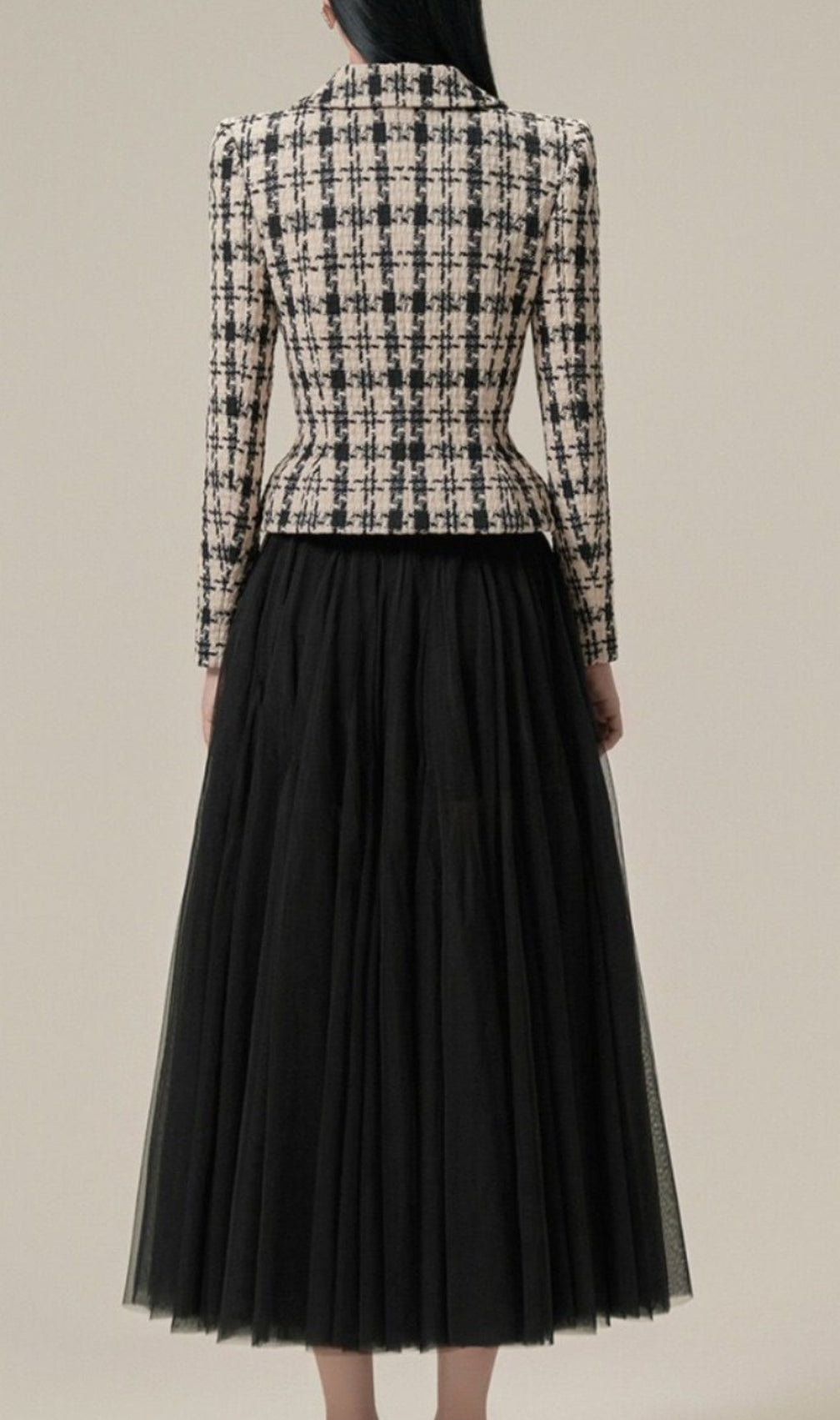 Allyson Plaid Mesh Skirt Suit