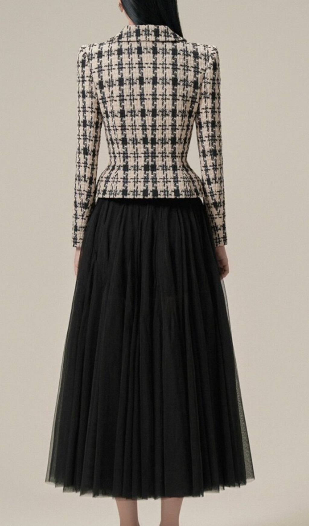 Allyson Plaid Mesh Skirt Suit