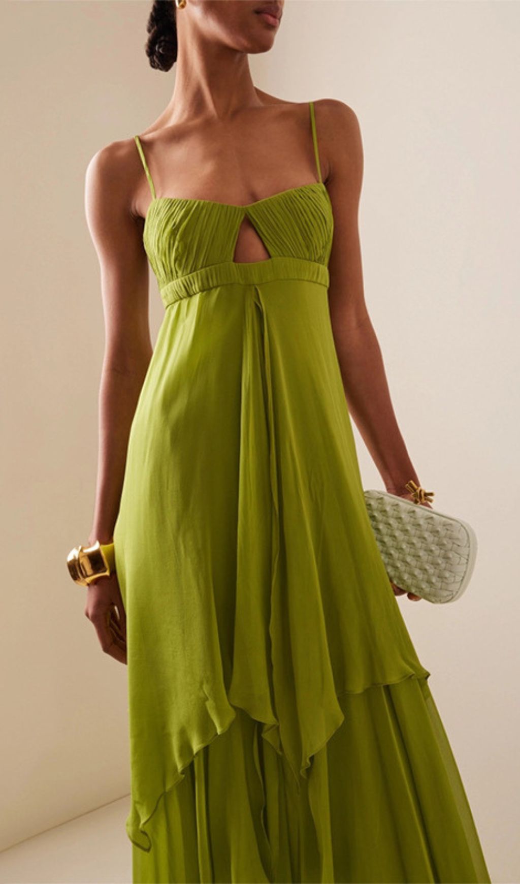 Emmalia Green Irregular Hem Maxi Dress