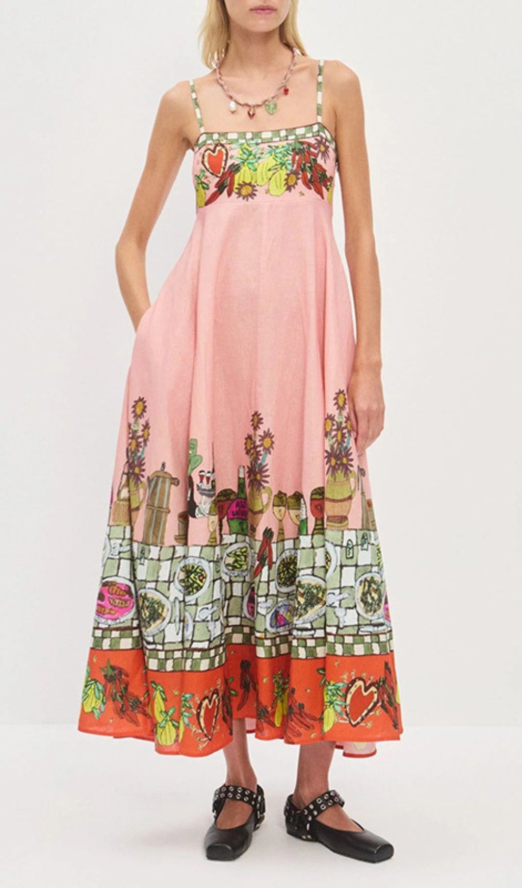 Irwin Artistic Fiesta Print Strappy Midi Dress for Vibrant Summer Style