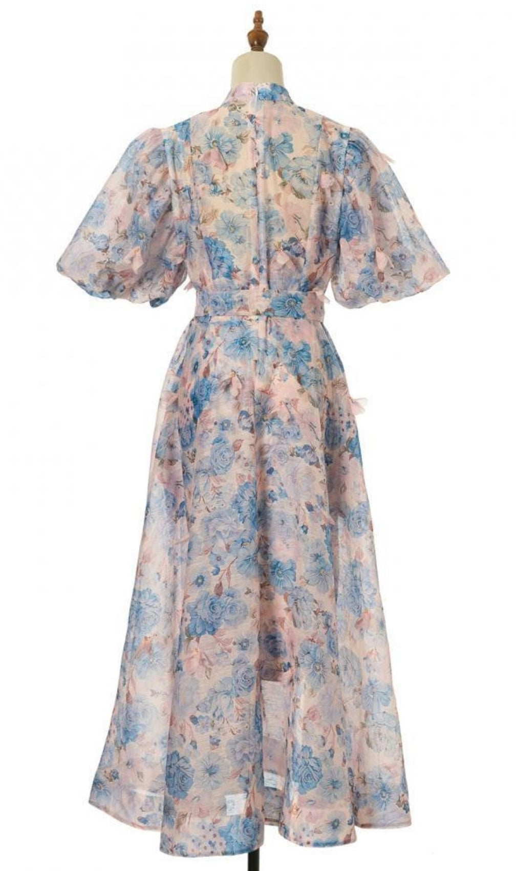 Karlyn Romantic Floral Puff-Sleeve Maxi Dress with Self-Tie Belt | Ethereal Button-Down Gown