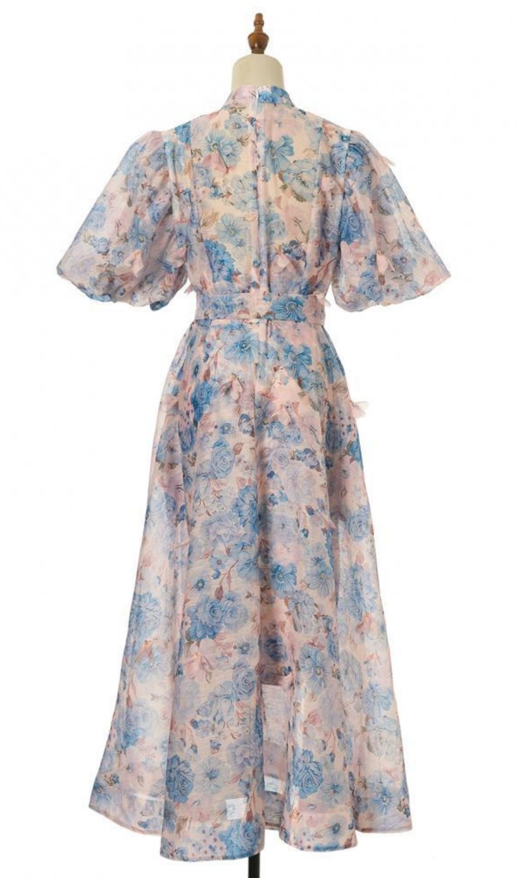 Karlyn Romantic Floral Puff-Sleeve Maxi Dress with Self-Tie Belt | Ethereal Button-Down Gown