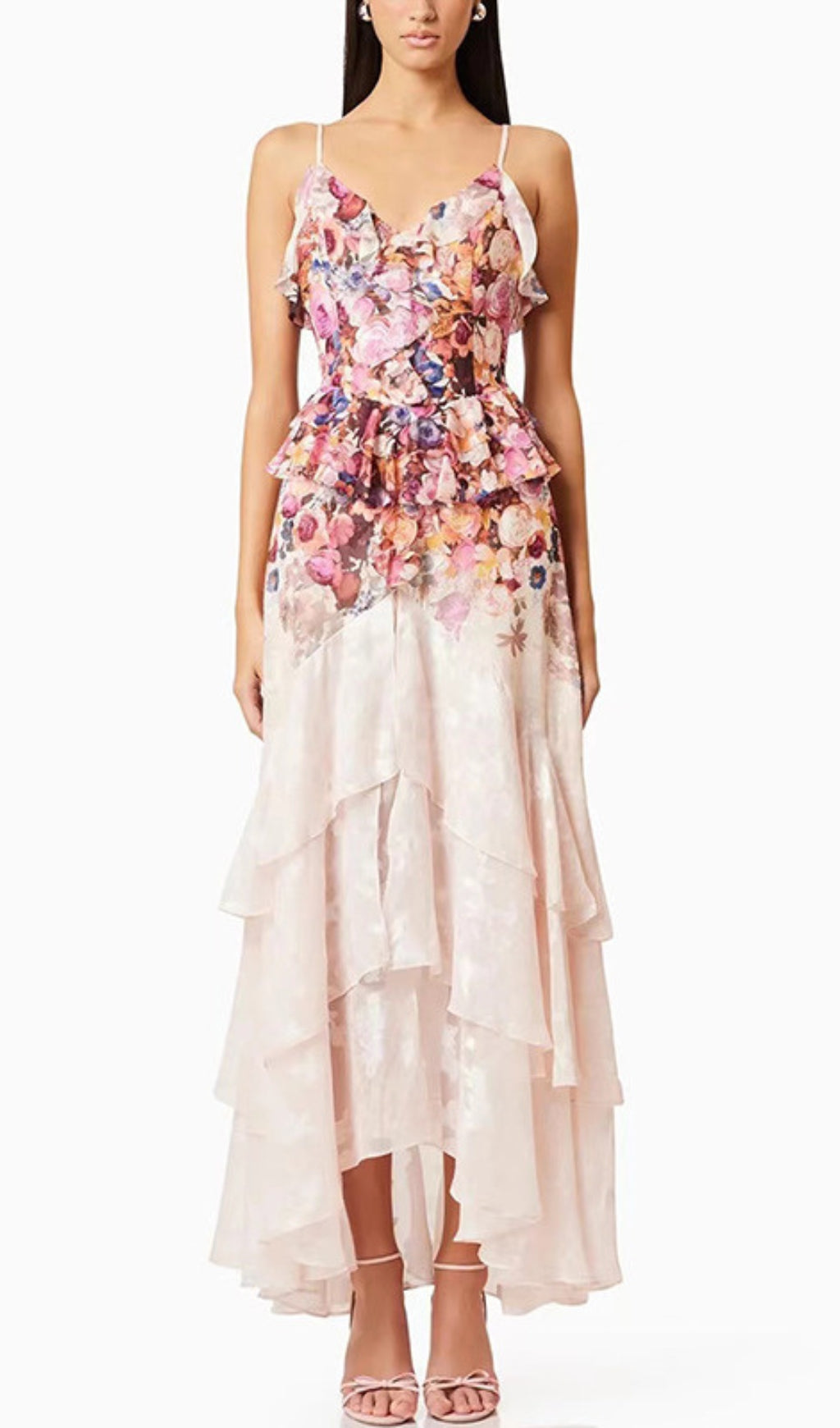 Erling Floral Printed Ruffle Maxi Dress