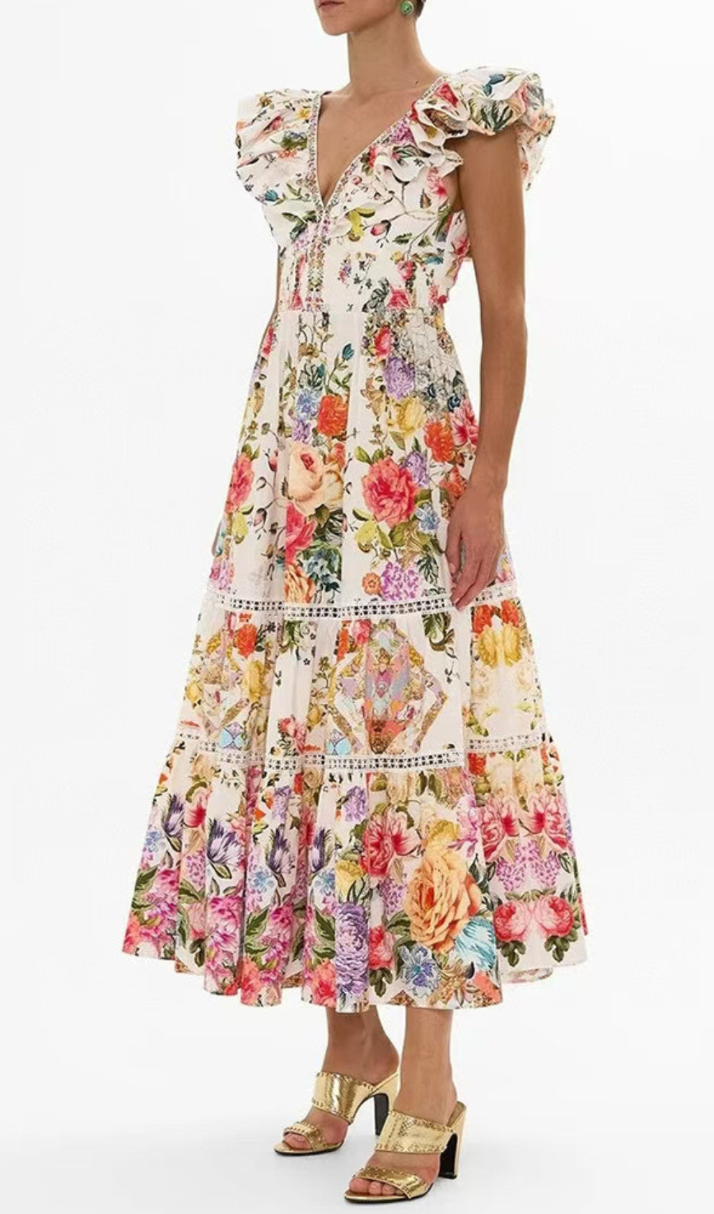 Efrem V-Neck Printed Midi Dress