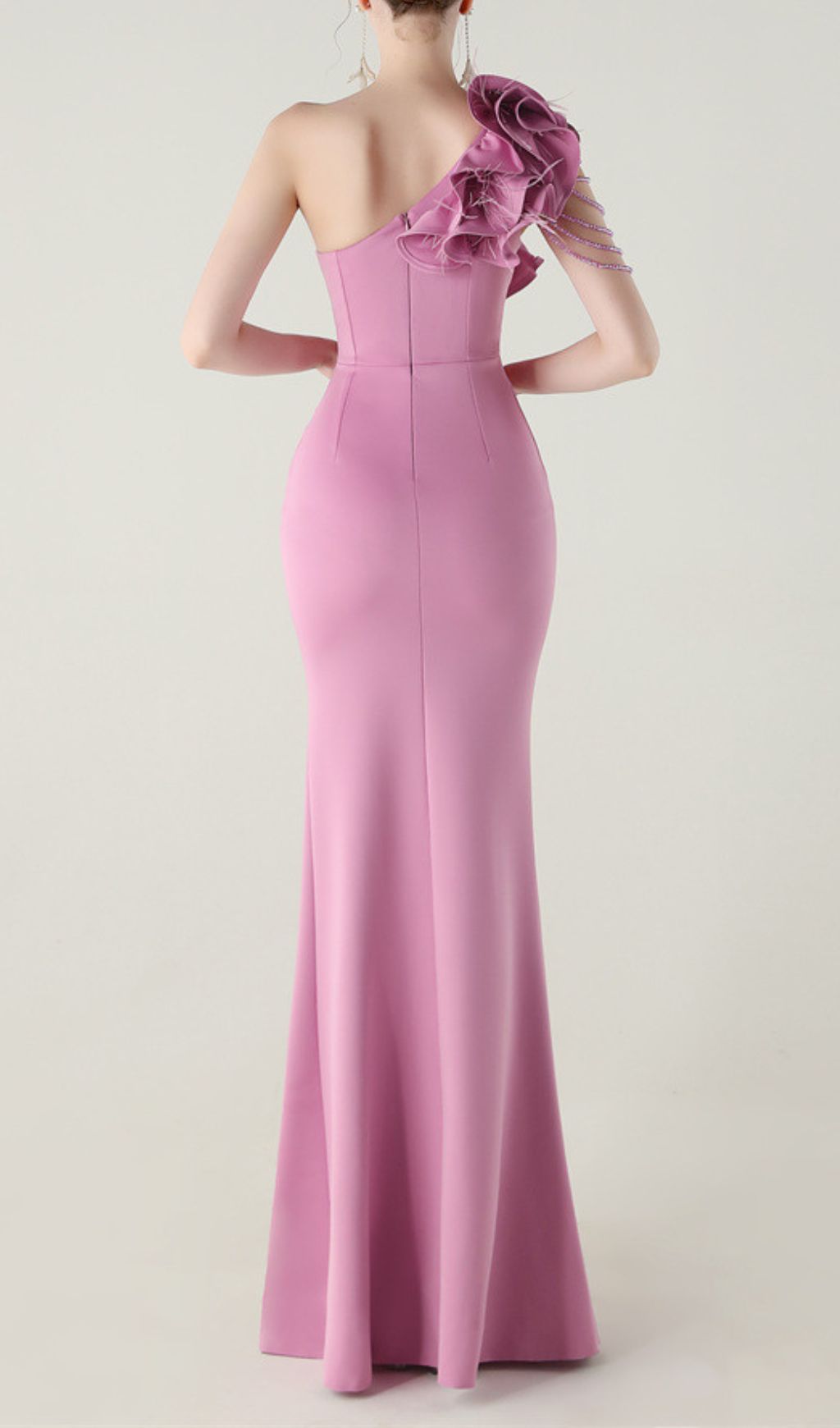 Stunning One-Shoulder Ruffle Maxi Dress | High Slit Purple Evening Gown