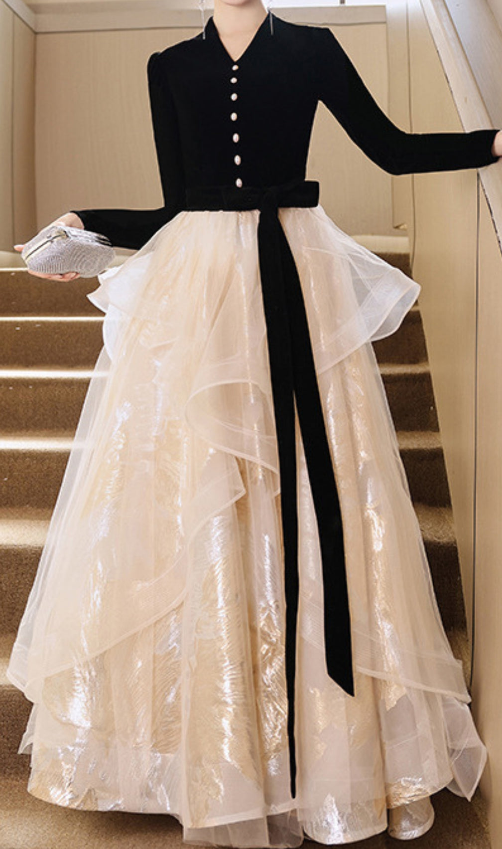 Chionia Long Sleeve Mesh Maxi Dress