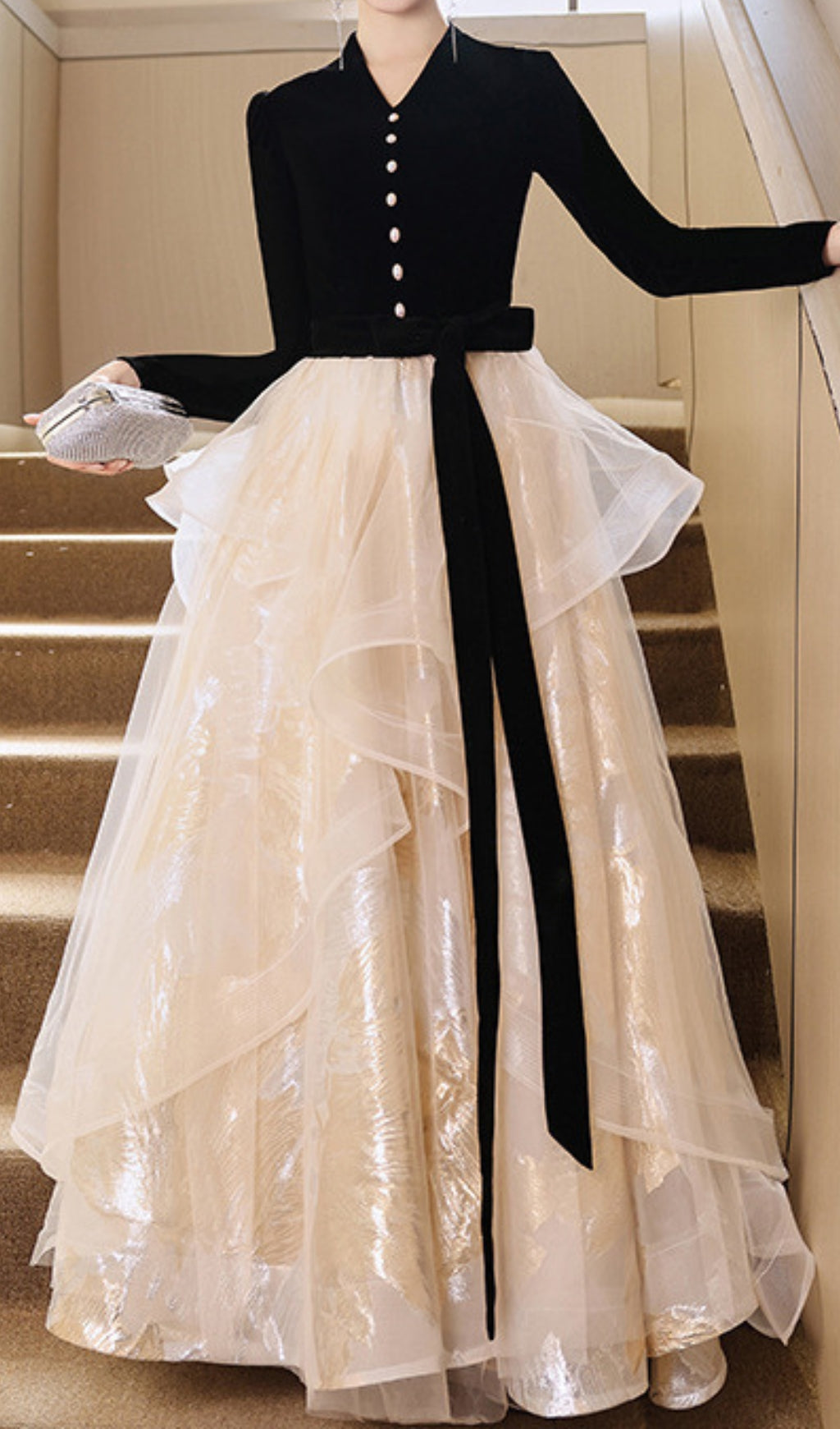 Chionia Long Sleeve Mesh Maxi Dress