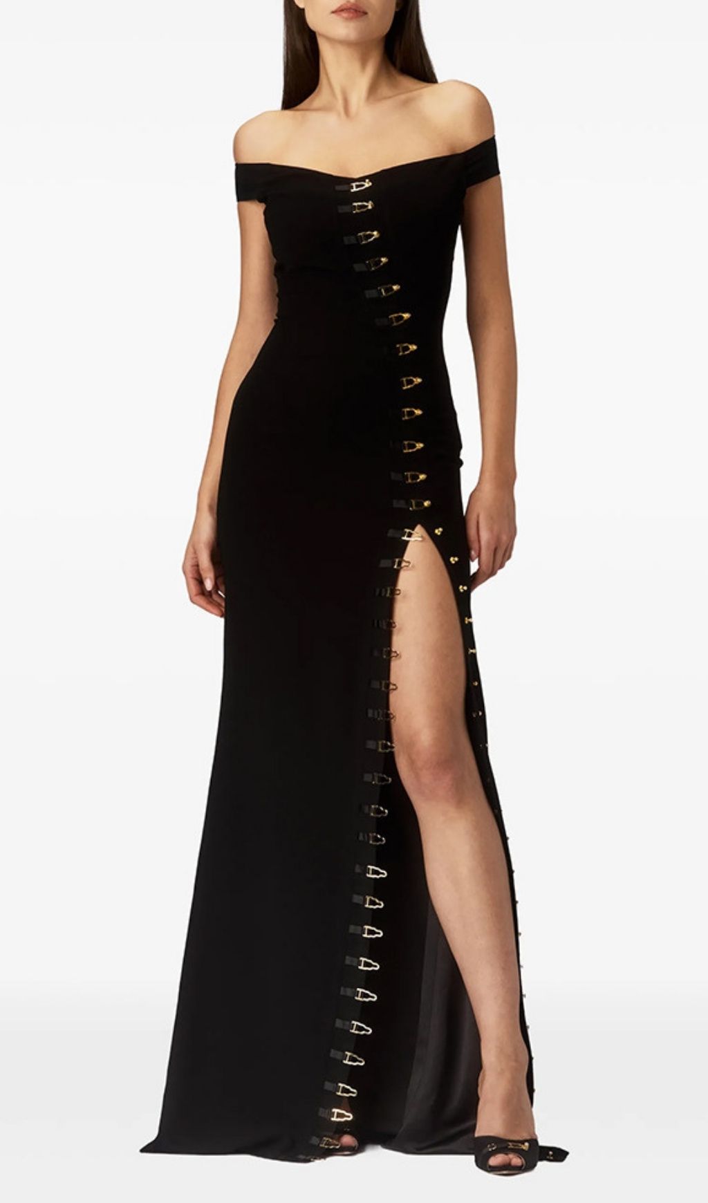 Kylen Off-Shoulder Metal Buckle Maxi Dress