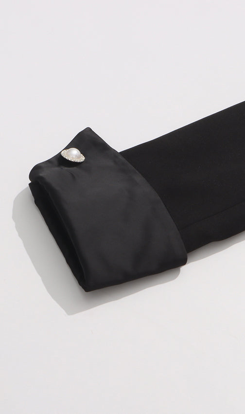 Ilonka Black Floral Beaded Maxi Dress - Elegant Long Sleeve Formal Gown