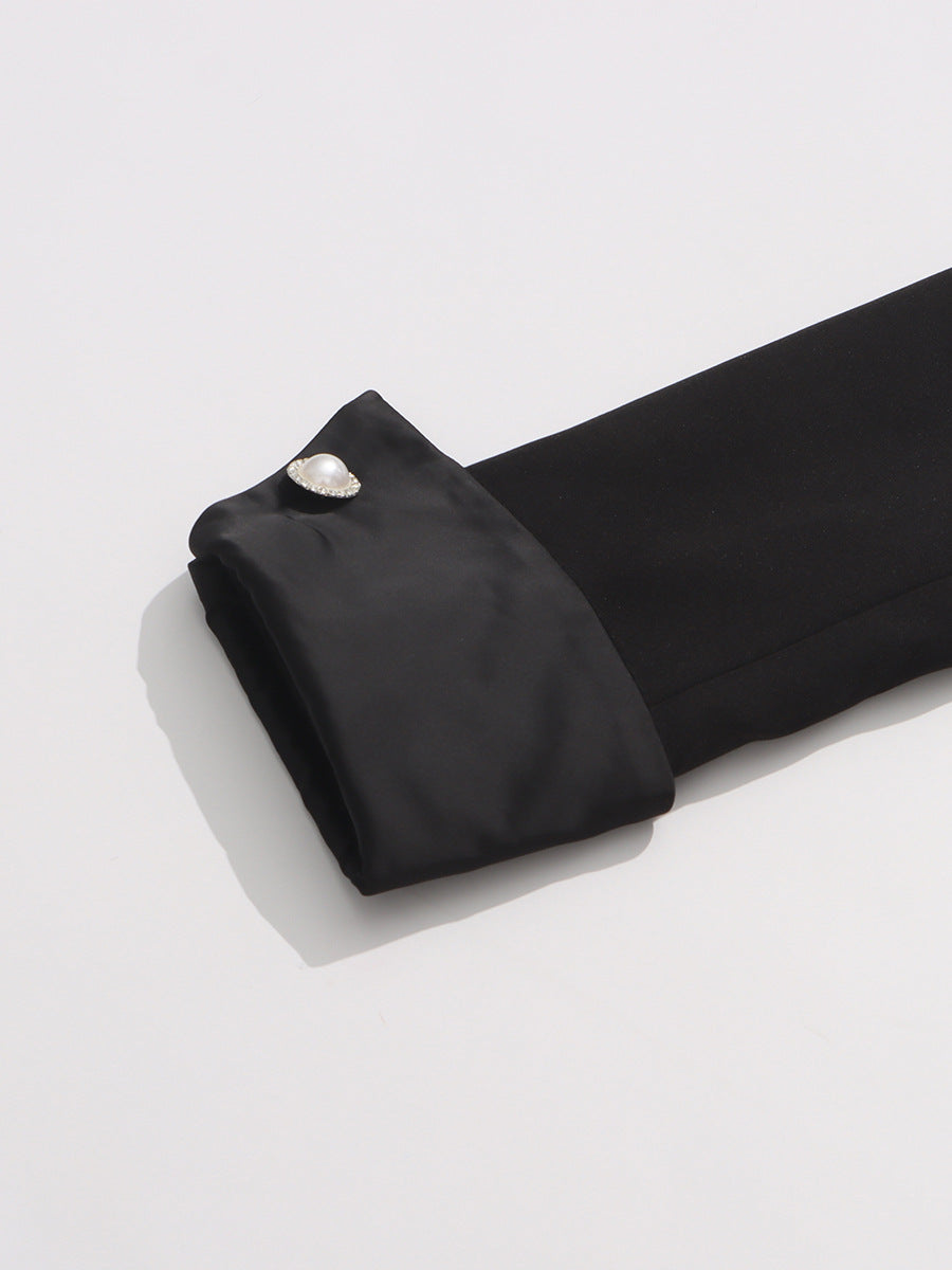 Ilonka Black Floral Beaded Maxi Dress - Elegant Long Sleeve Formal Gown