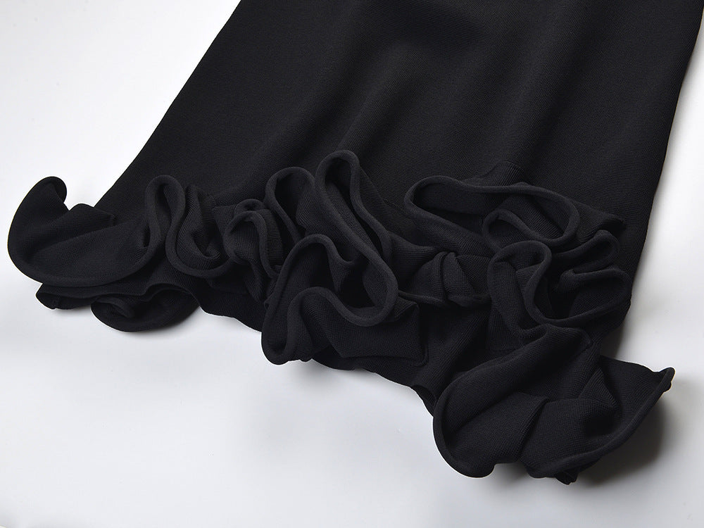 Chloe Elegant Sleeveless Ruffle Knit Mini Dress
