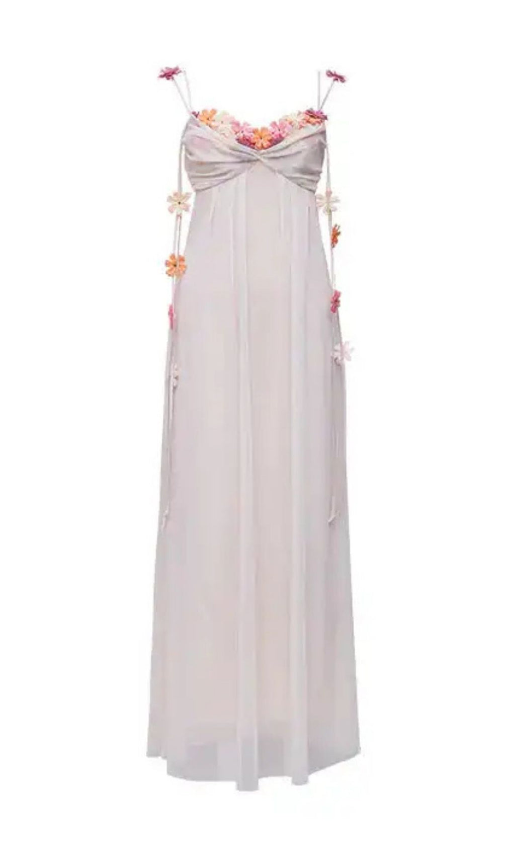Farah Dreamy Ivory Floral Chiffon Maxi Dress - Romantic Open Back Gown