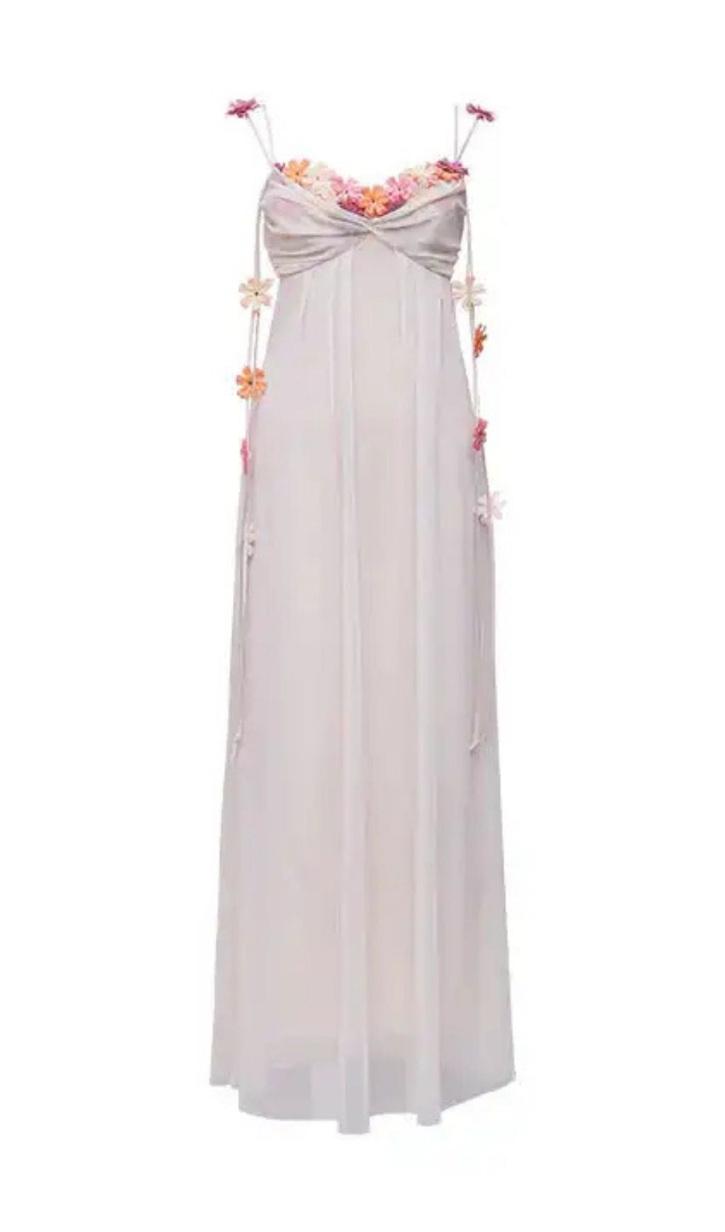 Farah Dreamy Ivory Floral Chiffon Maxi Dress - Romantic Open Back Gown