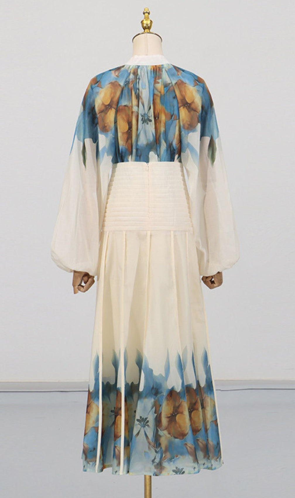 Gerda Flower Printed Long Sleeve Shirt & Skirt Set