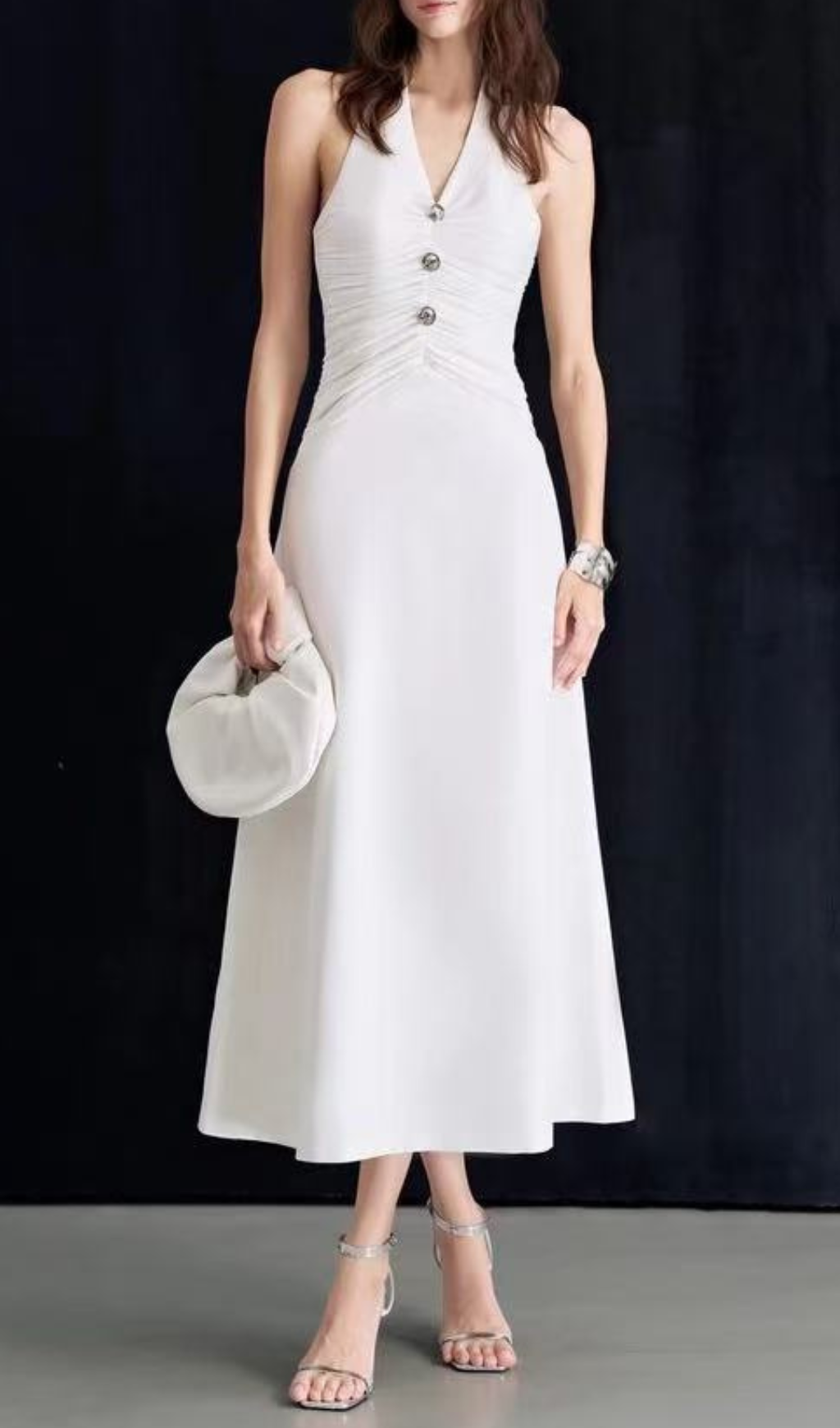 Genica White Halter Midi Dress