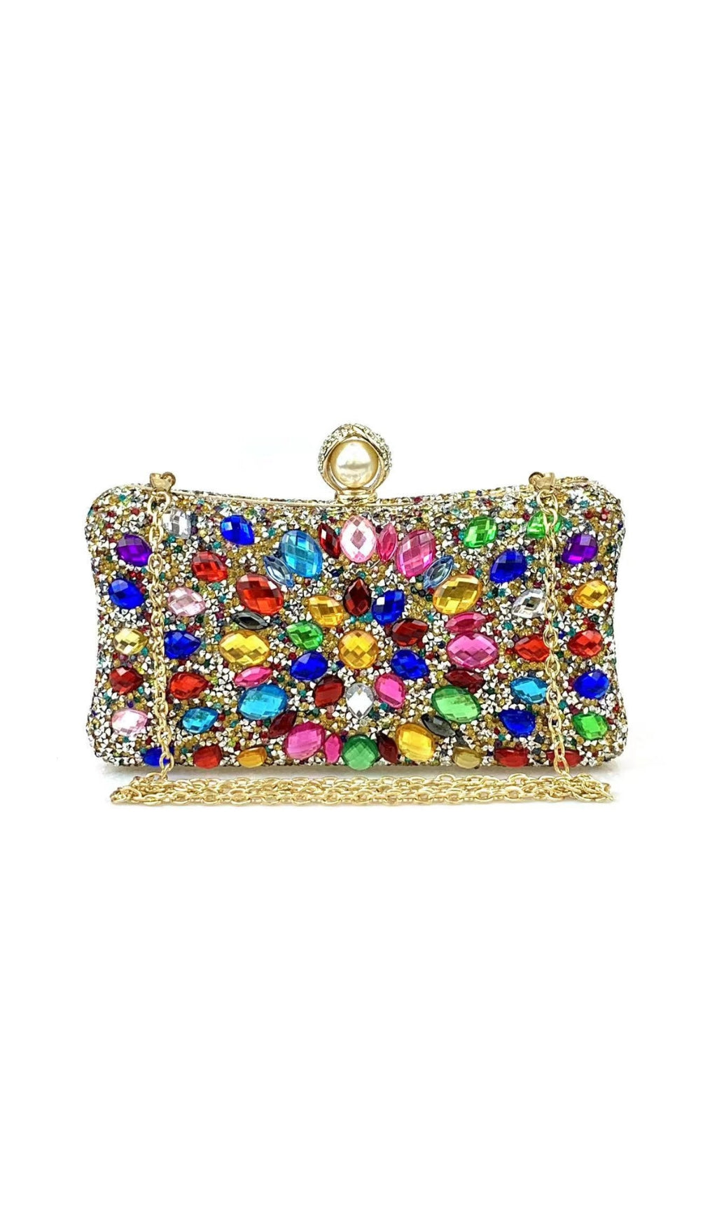 Multi Rhinestone Crystal Clutch