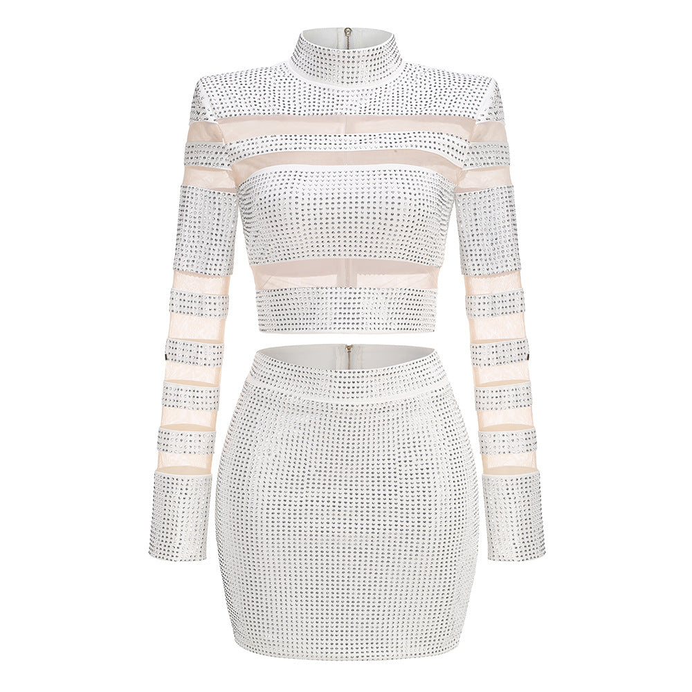 Amaris Silver Patchwork Rhinestone Set