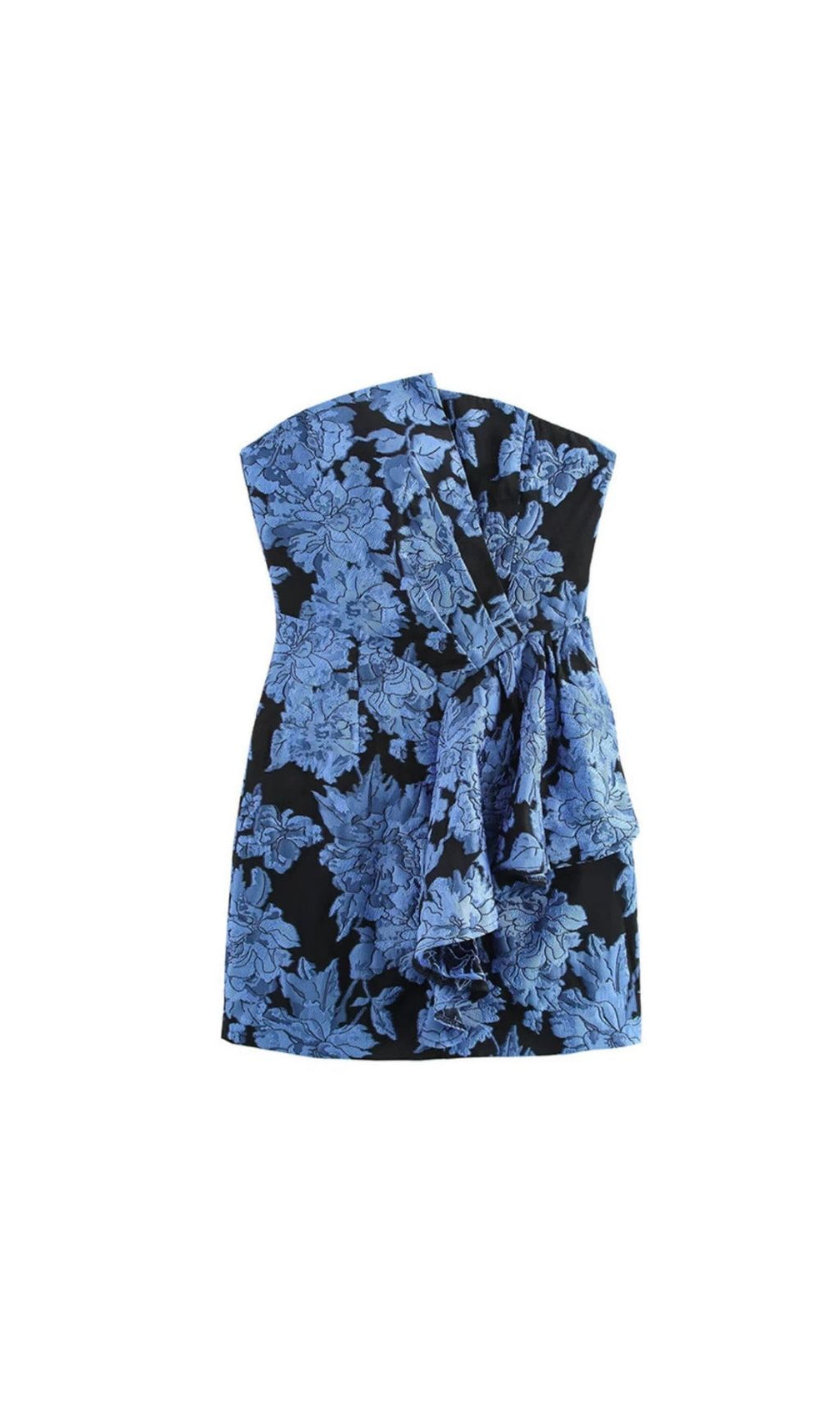 Kayla Blue Floral Jacquard Strapless Mini Dress - Chic Party & Cocktail Attire