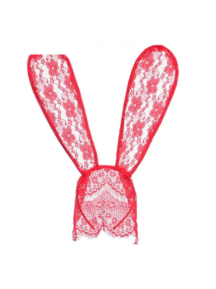 Sultry Lace Bunny Mask Headband - Alluring Eye Mask & Ears