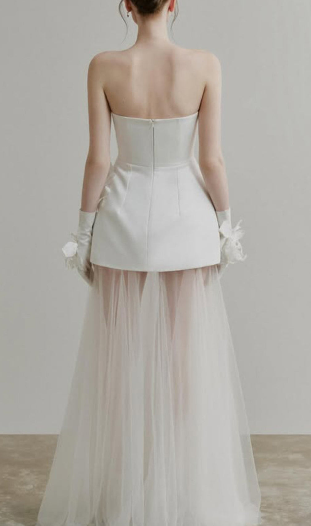 Doli White Strapless Flower Mesh Maxi Dress