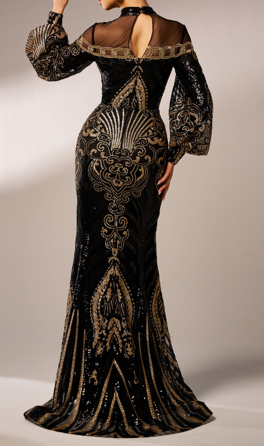Caro Black Long Sleeve Sequin Maxi Dress