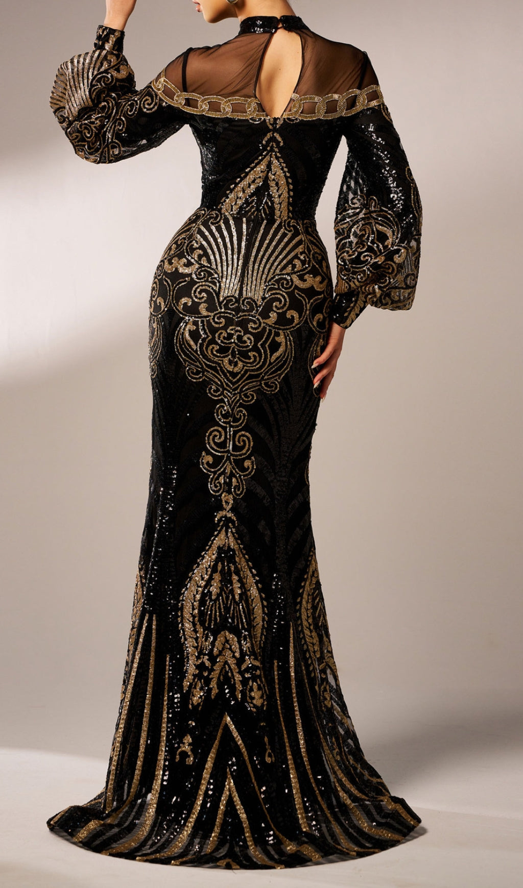 Caro Black Long Sleeve Sequin Maxi Dress