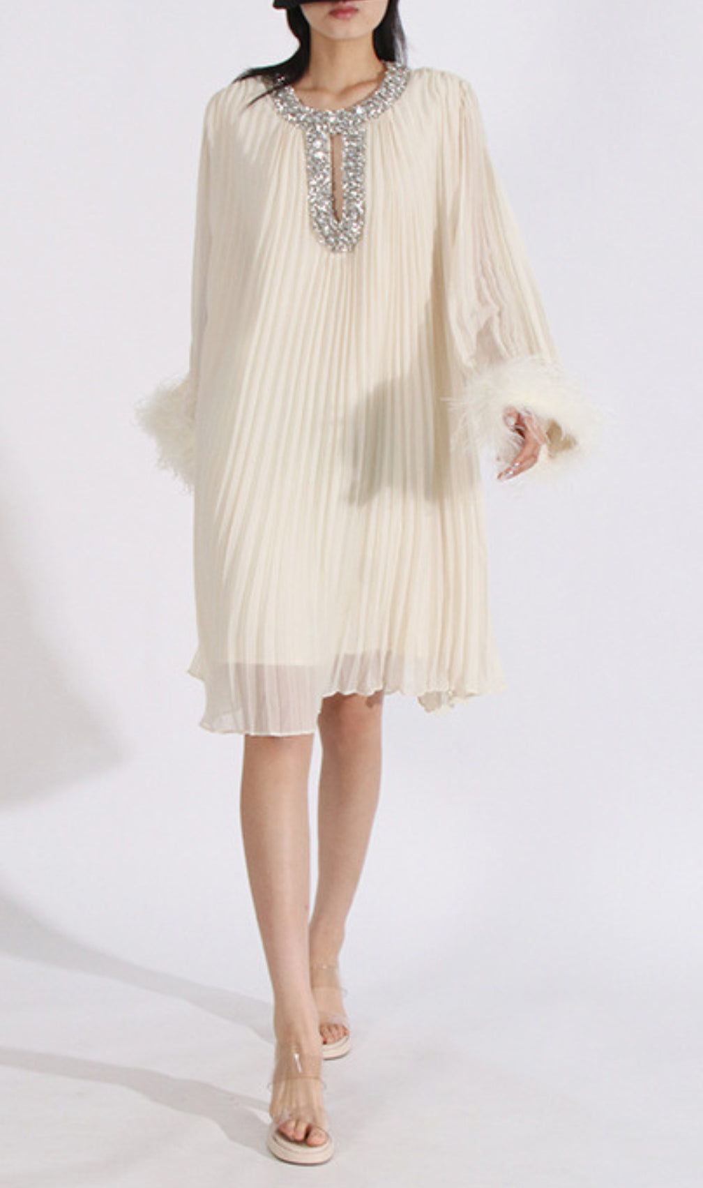 Carlson Diamond Fold Feather Mini Dress