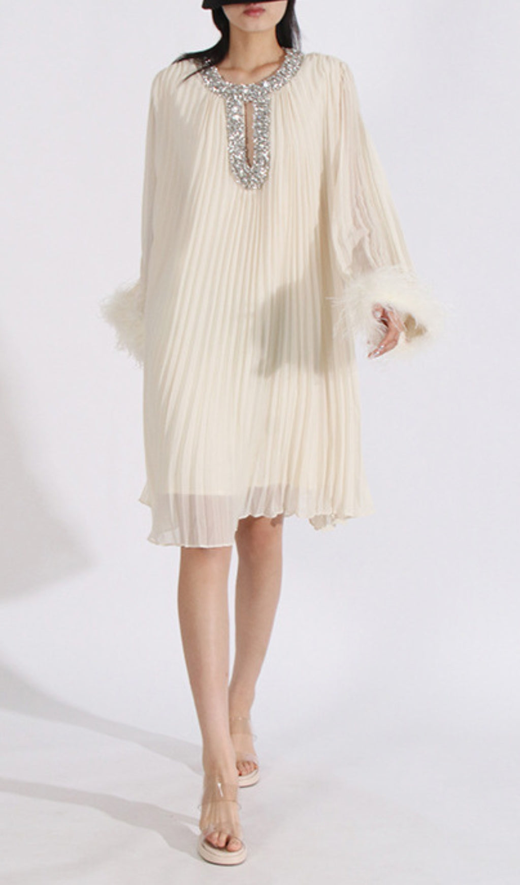 Carlson Diamond Fold Feather Mini Dress