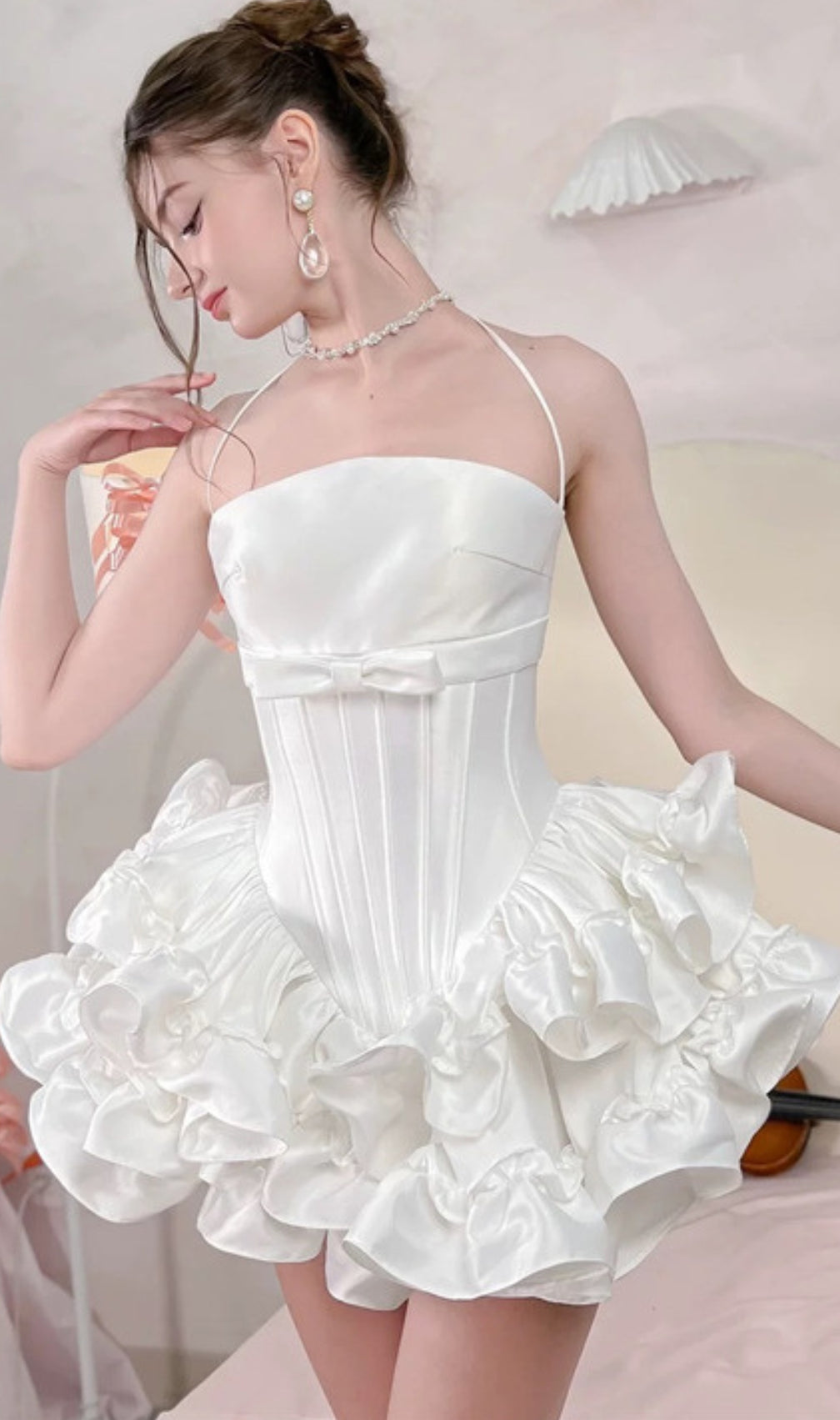 Demelza White Strapless Corset Mini Dress