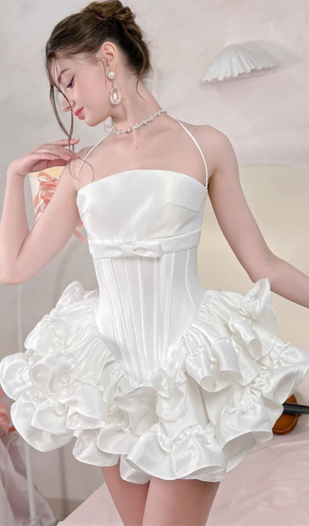 Demelza White Strapless Corset Mini Dress