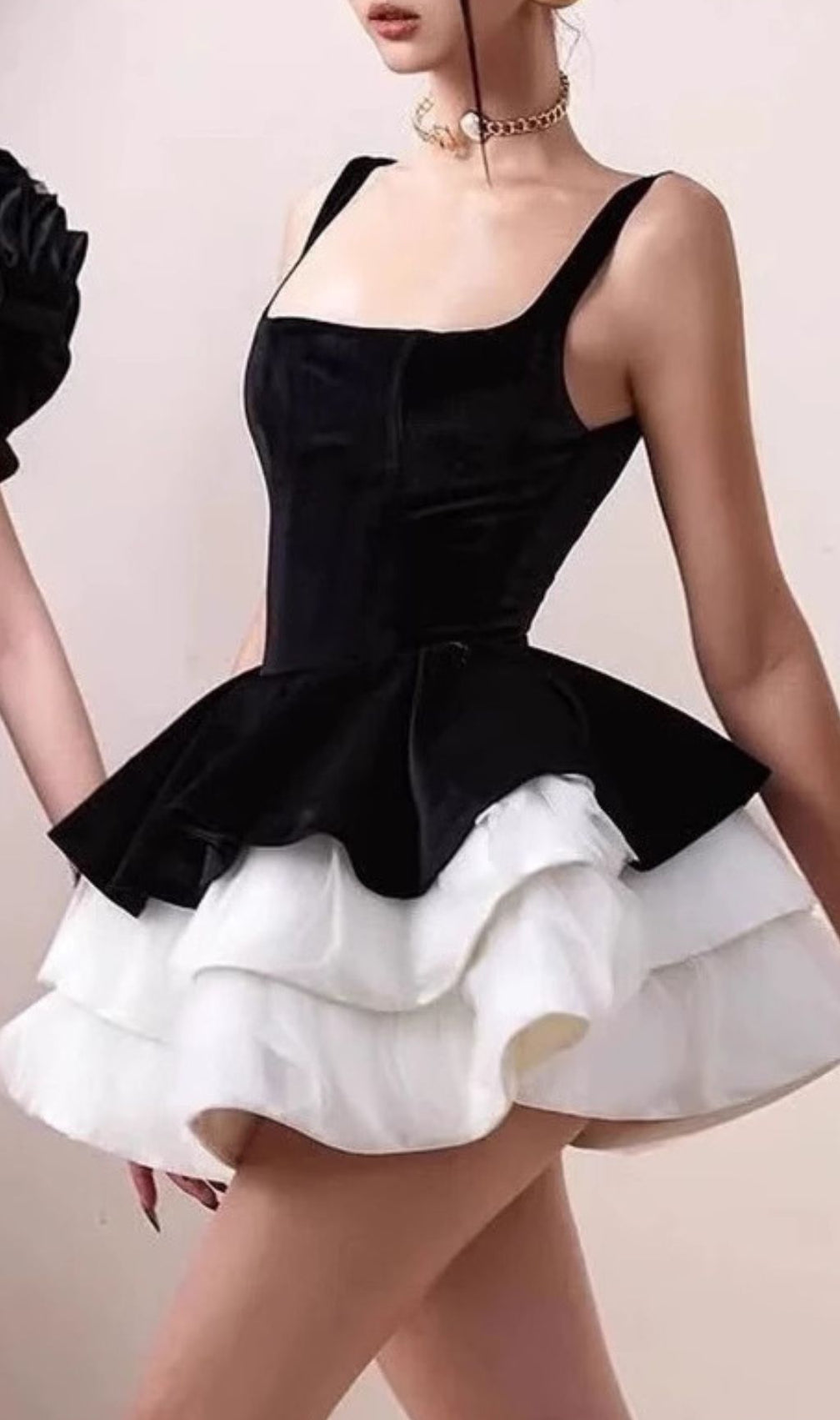 Floyce Black White Patchwork Mini Dress