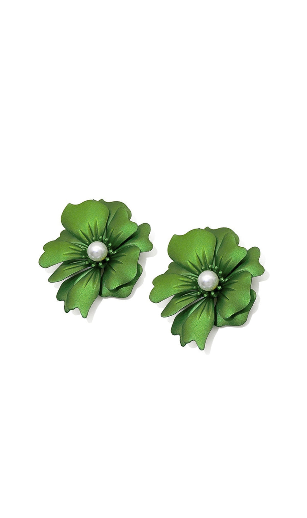 Atalanta Green Petal Alloy Earrings