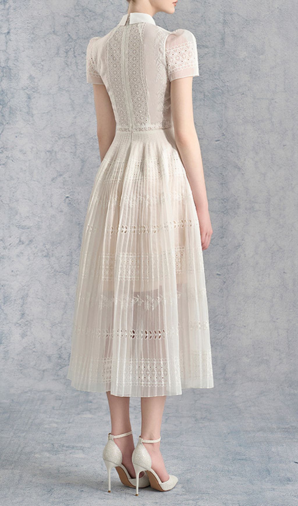 Fatma White Flower Midi Dress