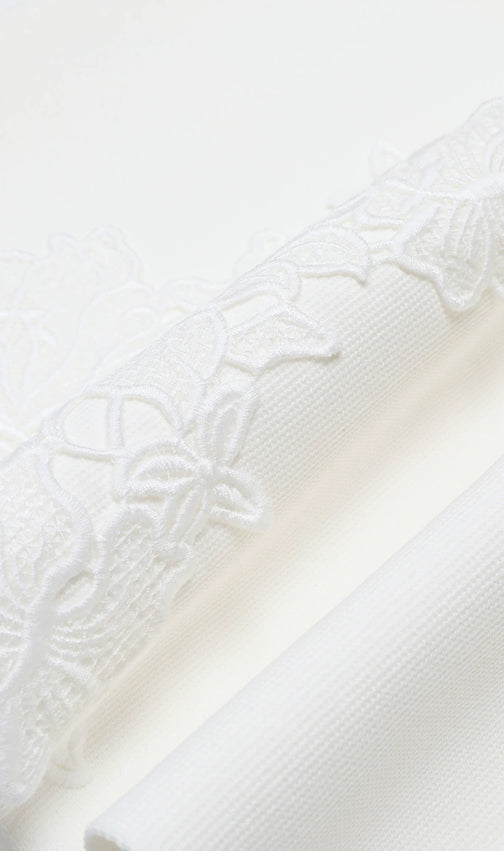 Kimoni White Floral Appliqué Mini Dress | Sleeveless Knit Cocktail & Bridal Shower Dress