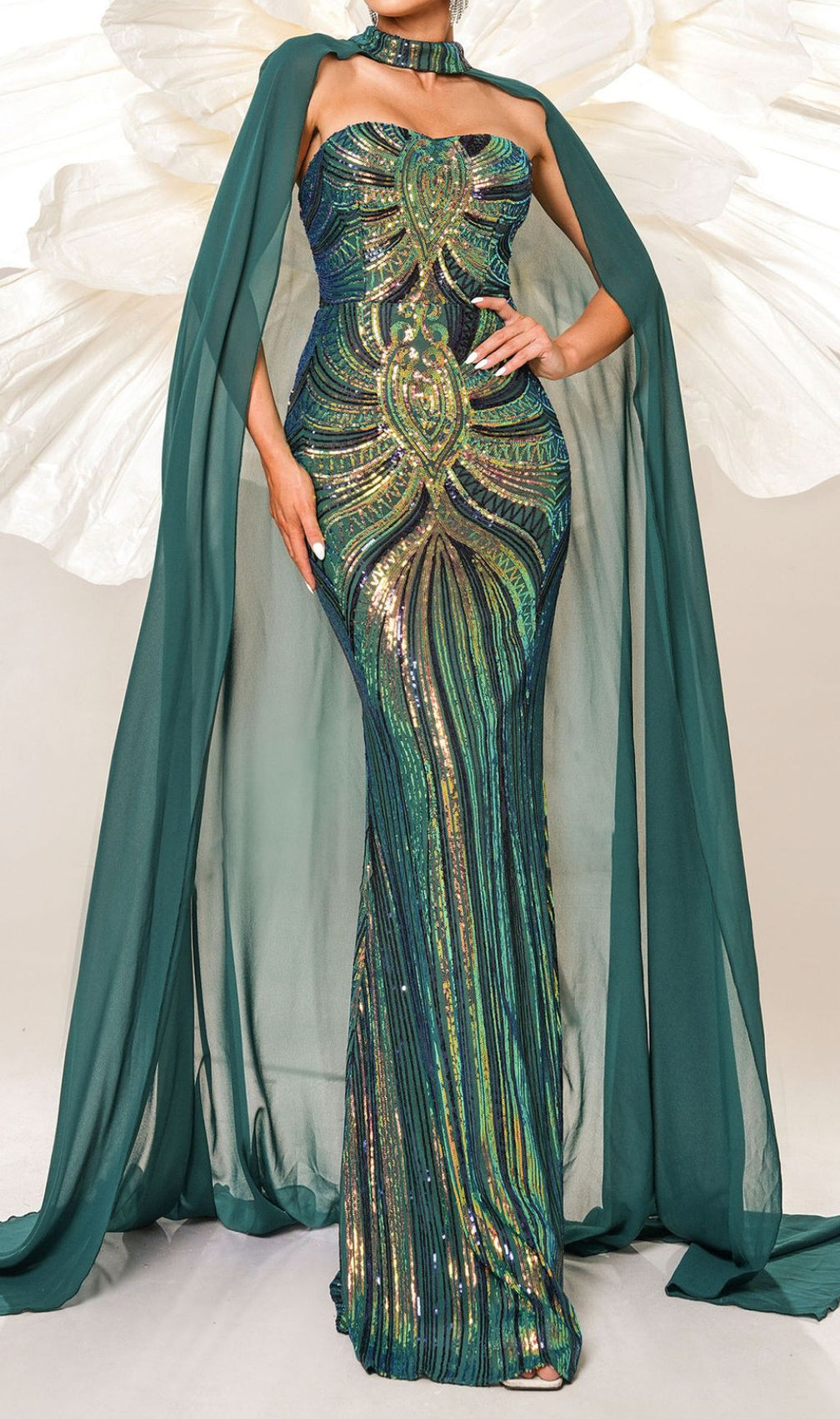 Chalice Green Sequin Maxi Dress