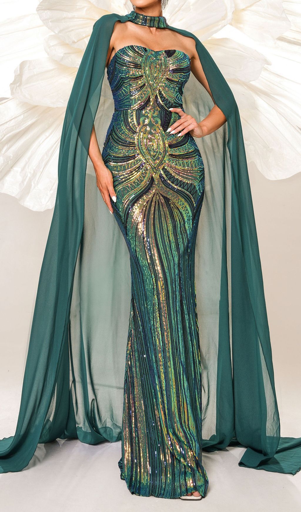 Chalice Green Sequin Maxi Dress