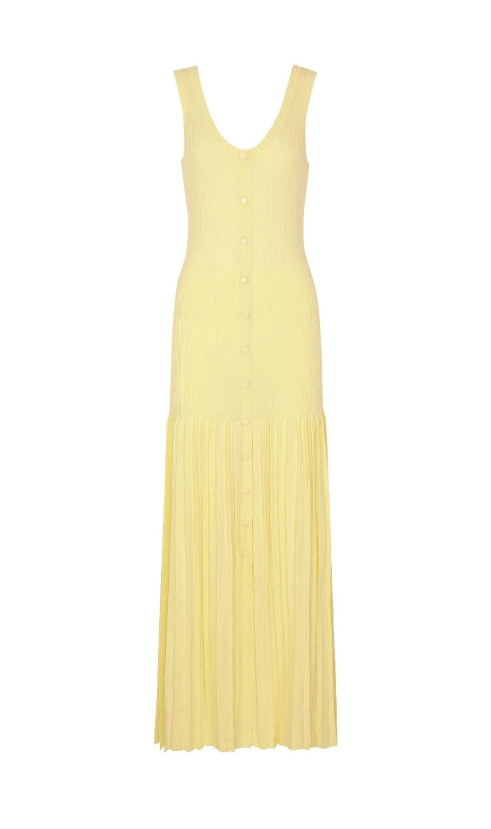 Jackie Yellow Ribbed Knit Maxi Dress & Cardigan Set