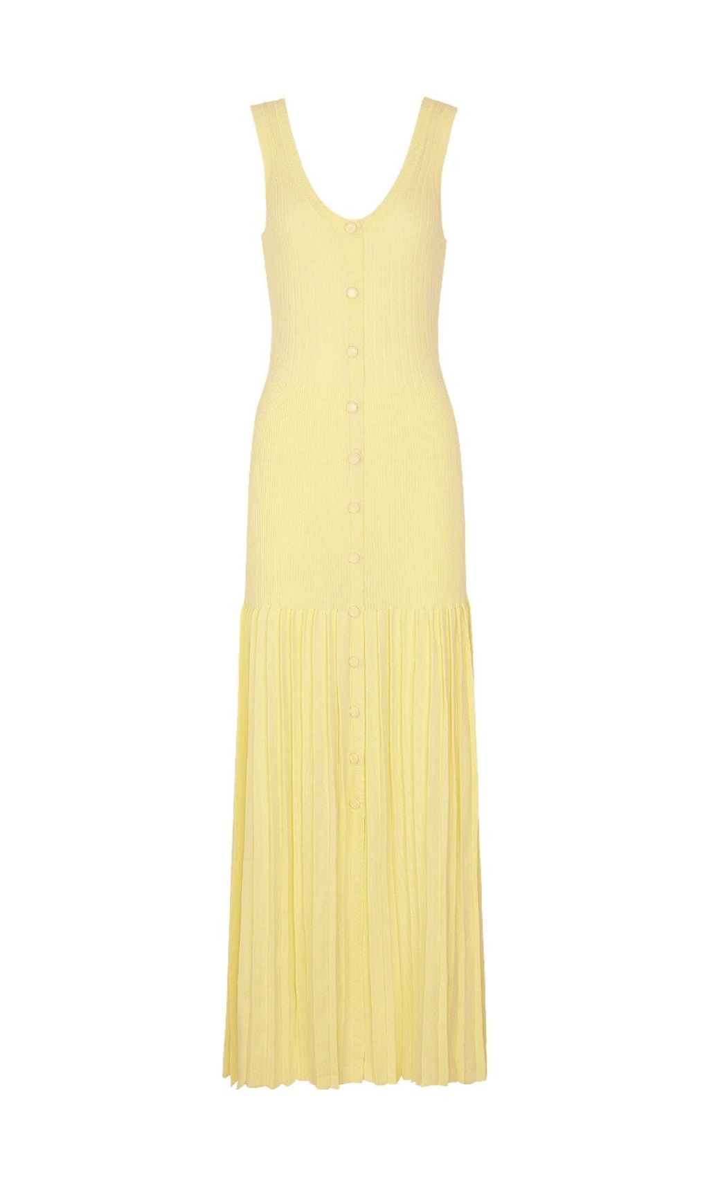 Jackie Yellow Ribbed Knit Maxi Dress & Cardigan Set