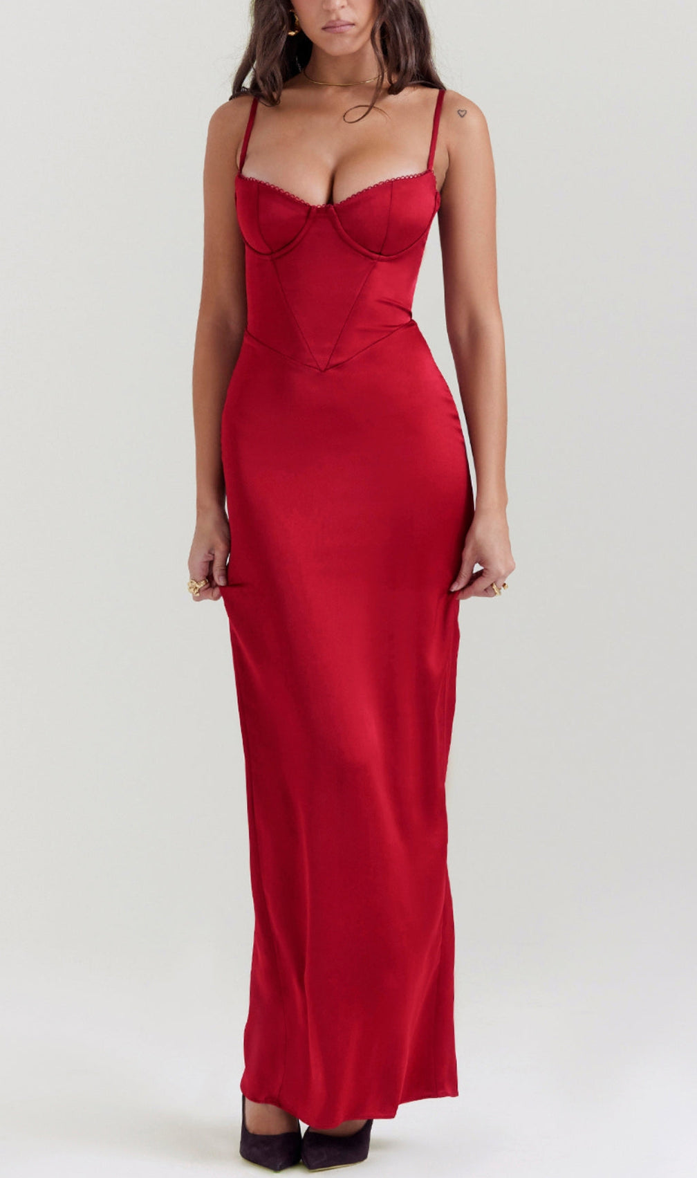 Corset Maxi Dress In Red