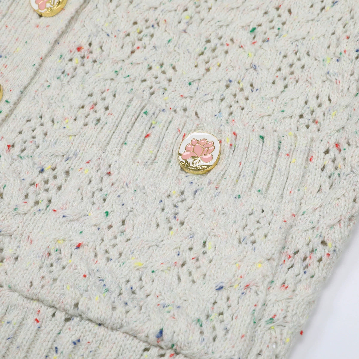 Juliet Chic Floral Knit Button Cardigan - Soft Pink & Versatile for Women