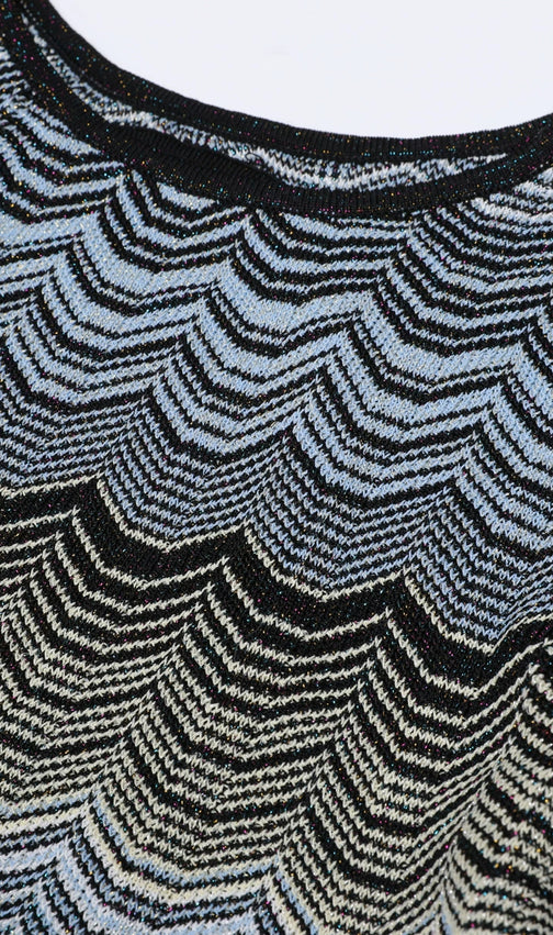 Judith Cutout Shimmer Zigzag Knit Maxi Dress