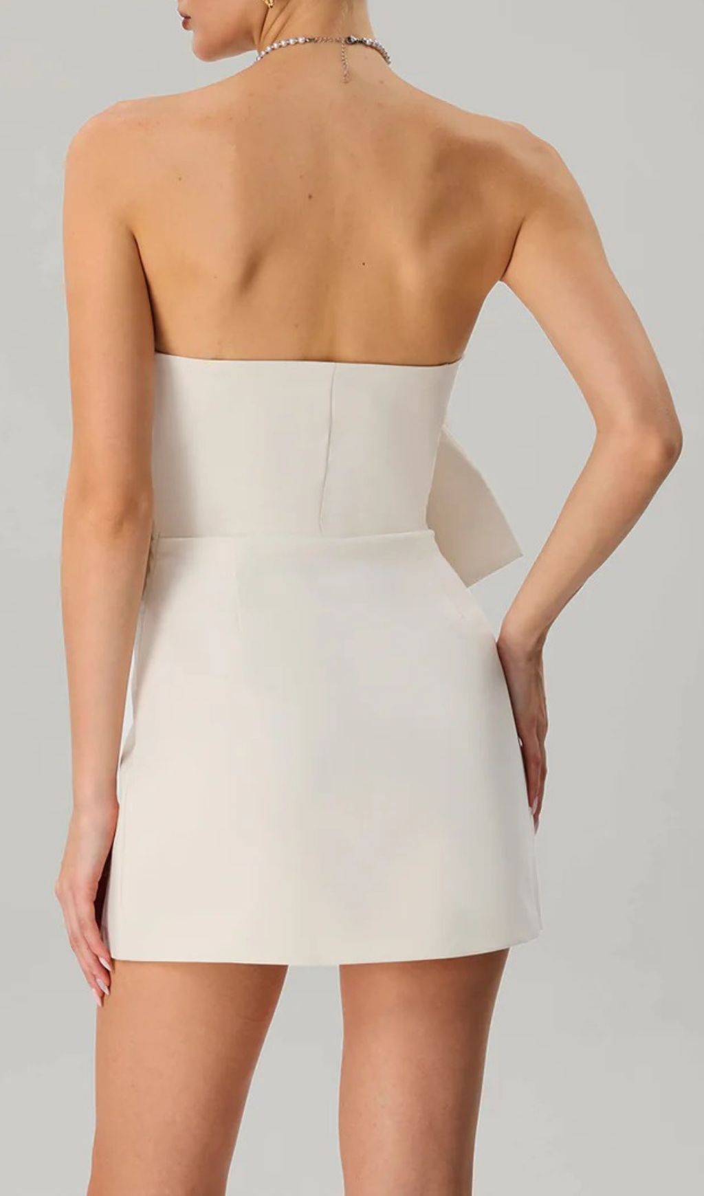 Krystallon Strapless Bow Mini Dress