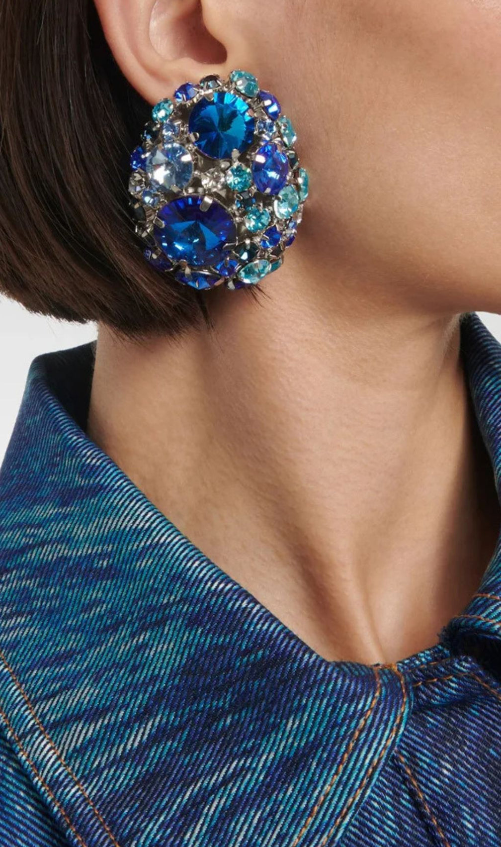 Kailyn Dazzling Blue Statement Diamante Stud Earrings