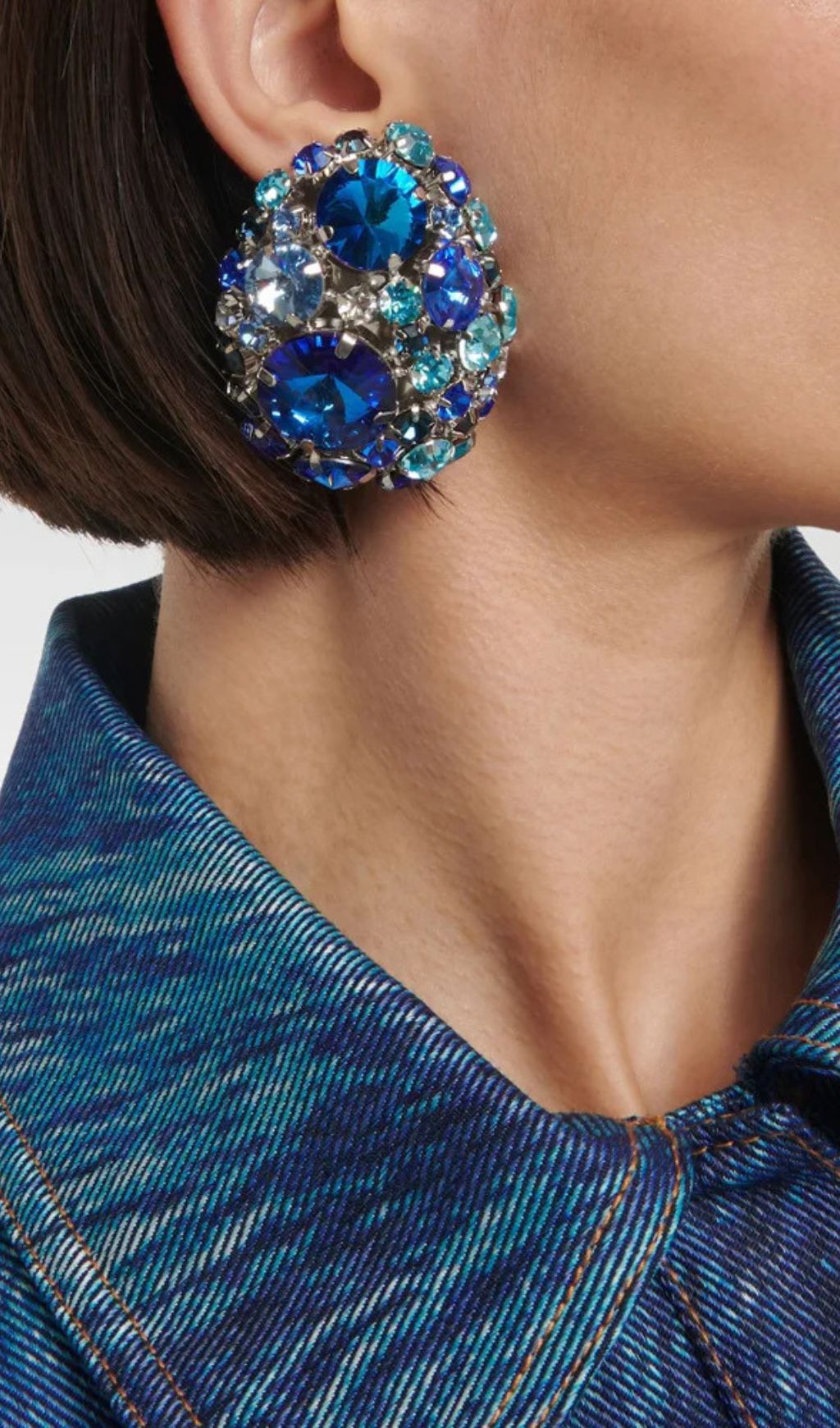 Kailyn Dazzling Blue Statement Diamante Stud Earrings