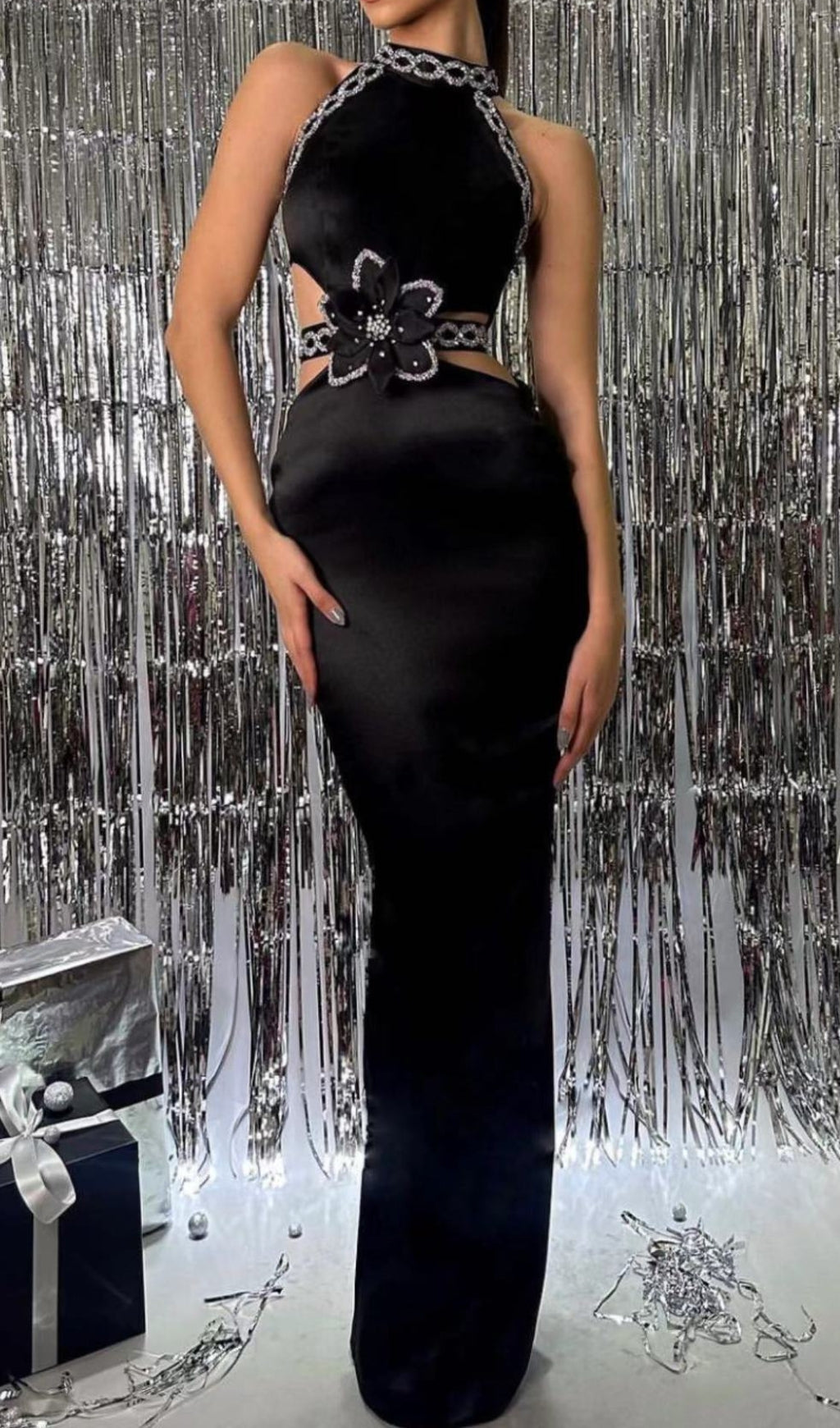 Arooj Flower Cutout Maxi Dress