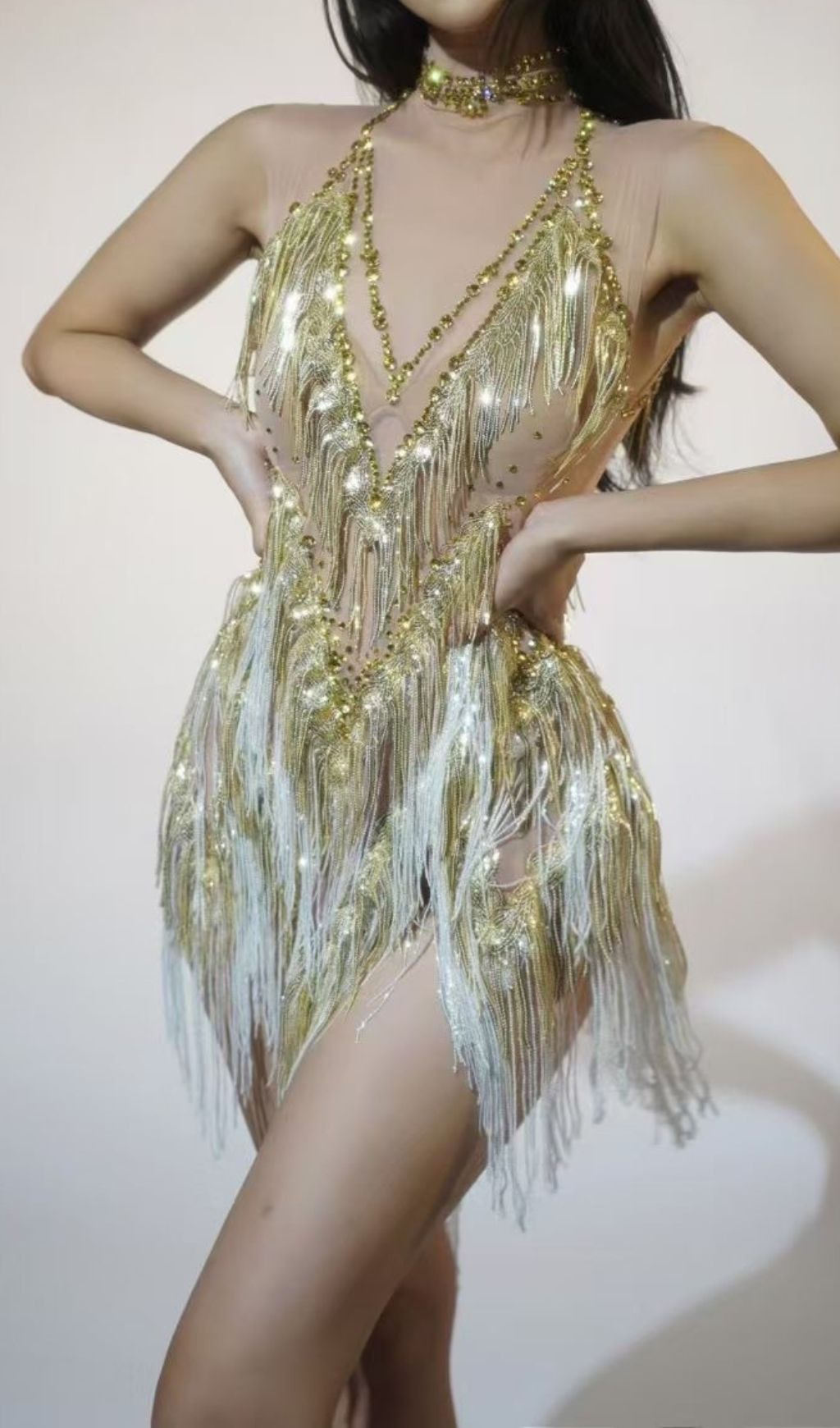 Fion Sleeveless Sequin Tassel Mini Dress