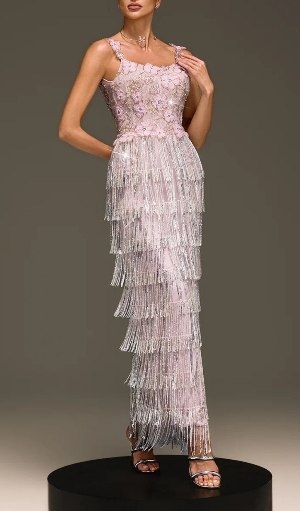 Heldris Glamour Fringe Sequin Floral Maxi Gown | Elegant Evening Dress for Women