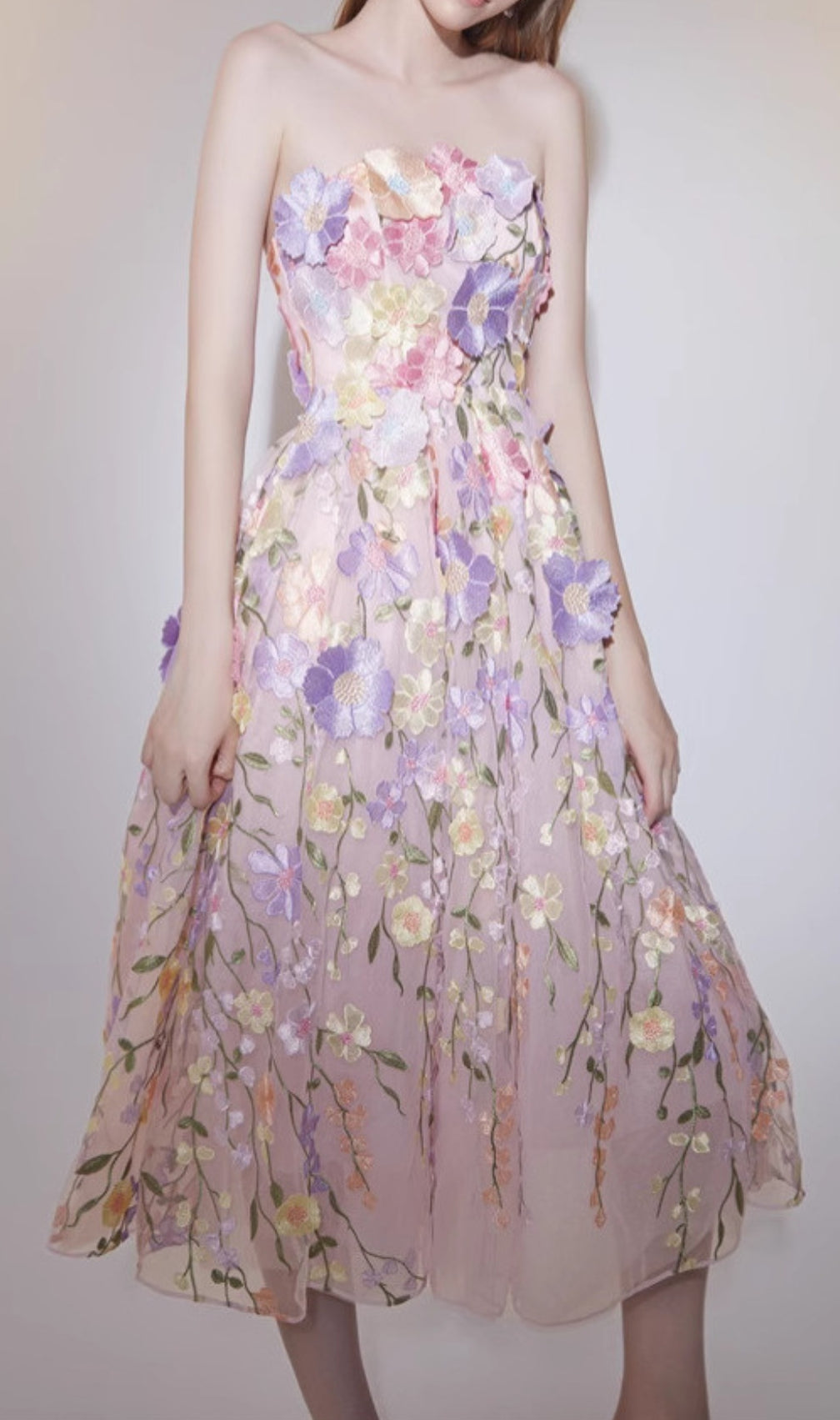 Danyale Strapless Flower Maxi Dress